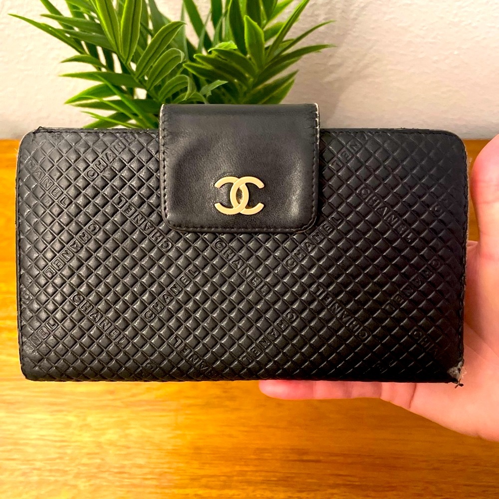 COPY - CHANEL Lambskin Diamond Quilted Black Large Wallet 💯 AUTHENTIC - Picture 2 of 16